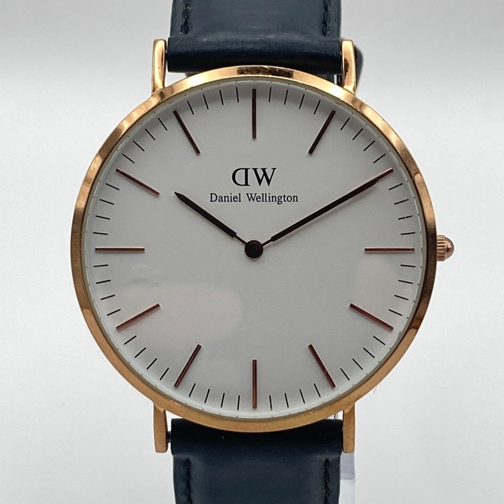 Daniel Wellington Men's Watch 41mm Rose Gold Tone Leather 30M New Battery 8.75"